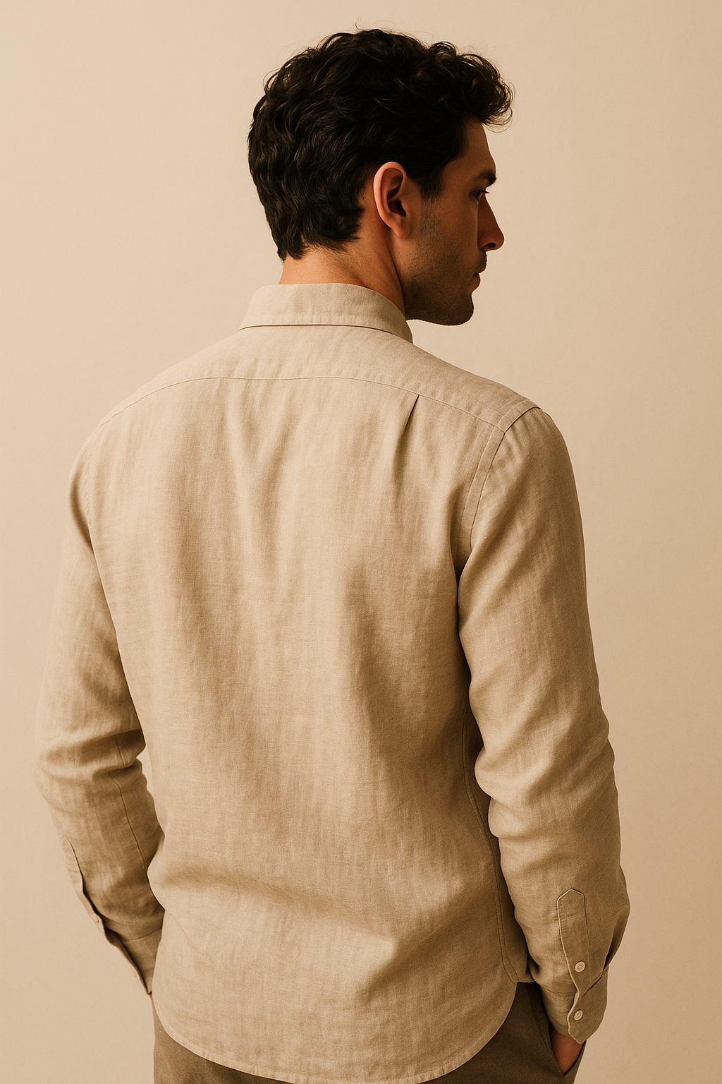 Back view of the linen shirt