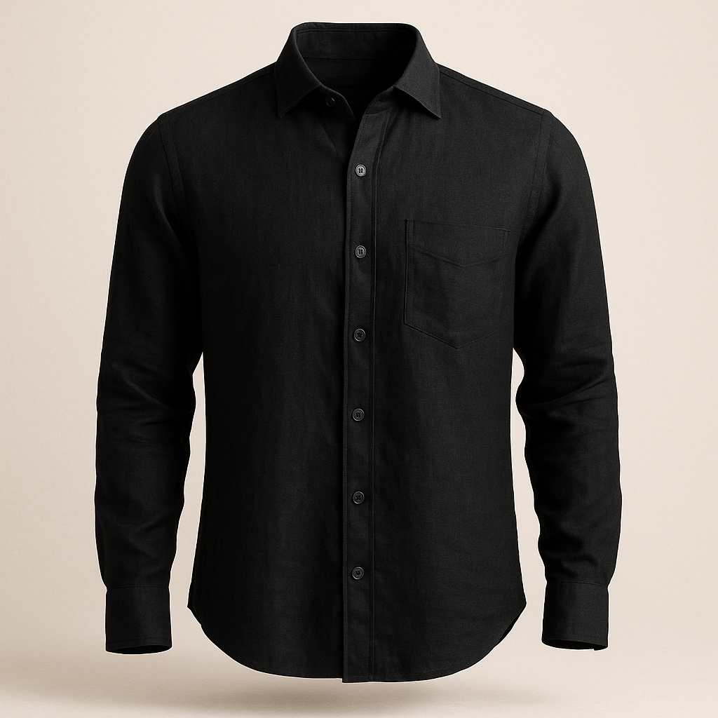 Portofino linen shirt in black — product