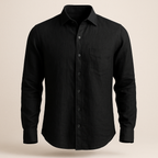Portofino linen shirt in black — product